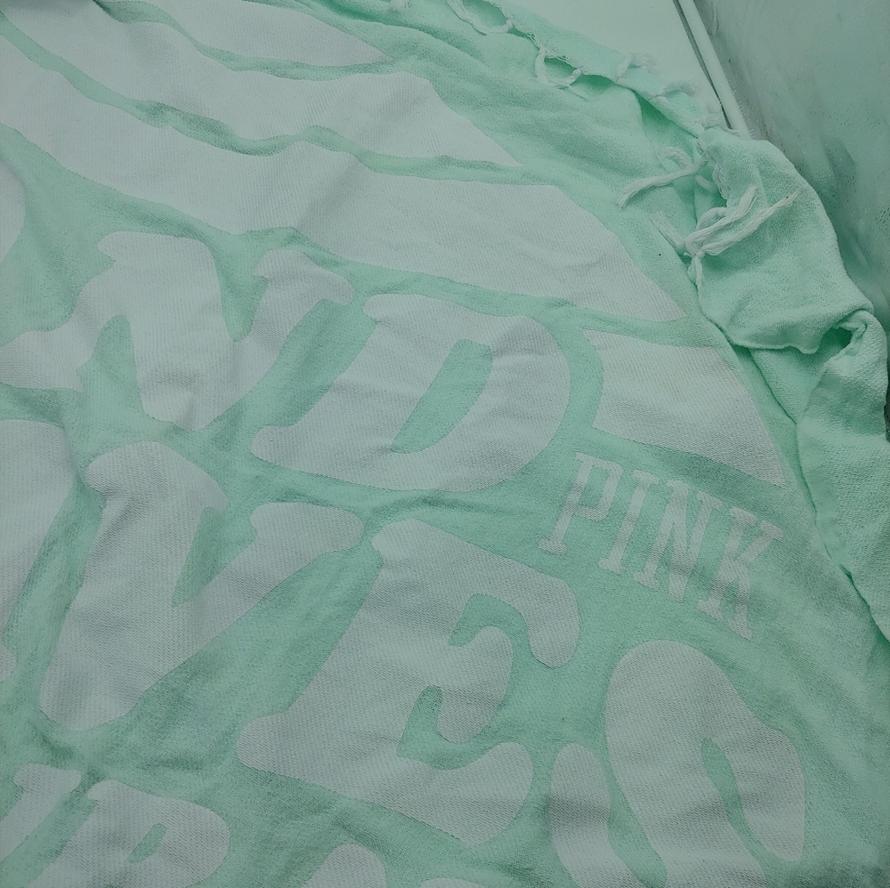 PINK VS sand waves Sun mint cotton beach blanket - Picture 7 of 8